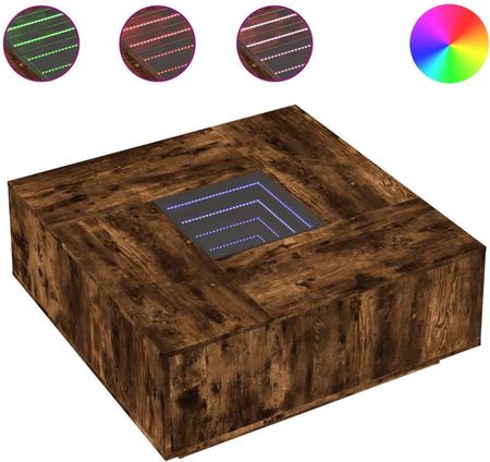 Stolik kawowy z LED Infinity, przydymiony dąb, 100x100x40 cm - zdjęcie 2