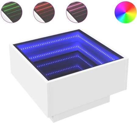 Stolik kawowy z LED, biały, 50x50x30cm, materiał drewnopochodny - zdjęcie 2