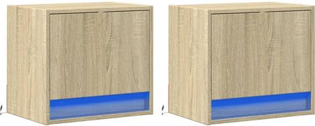 Wiszące szafki nocne z LED, 2 szt., dąb sonoma - zdjęcie 2