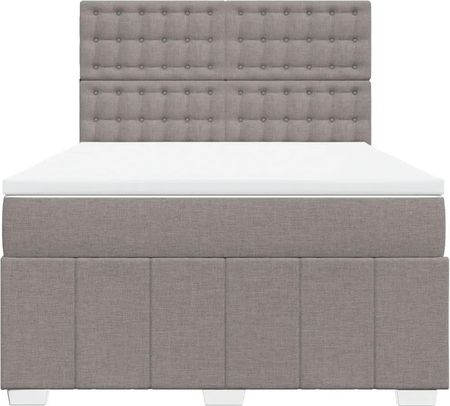 Łóżko kontynentalne z materacem, taupe, tkanina, 140x200 cm - zdjęcie 3