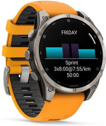 Fenix 8 47 mm AMOLED Sapphire Tytanowy z pomarańczowo-grafitowym paskiem - zdjęcie 5