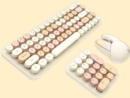 Mofii Bezprzewodowy Zestaw Klawiatura+Klawiatura Numeryczna+Mysz 3W1 2.4G (Kremowy) - zdjęcie 3