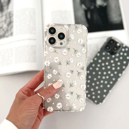 Pieceofcase Etui Przeźroczyste Z Nadrukiem Oppo Reno 4 Lite Kwiatki Stokrotki Białe - zdjęcie 2