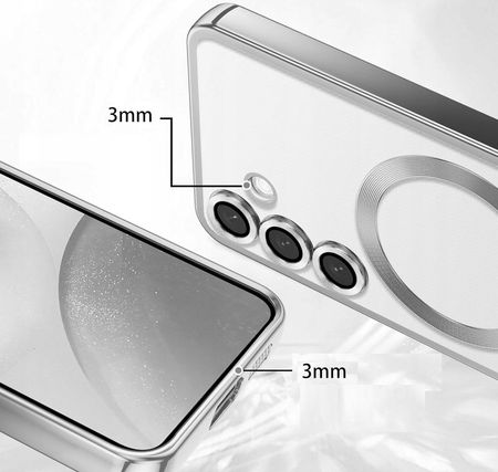 Bou Etui Folia Ceramiczna 9D Do Samsung Galaxy S24 Case Do Magsafe Srebrny - zdjęcie 3