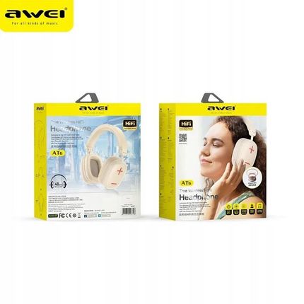 Awei Bluetooth5.3 Beżowe (AT6) - zdjęcie 4