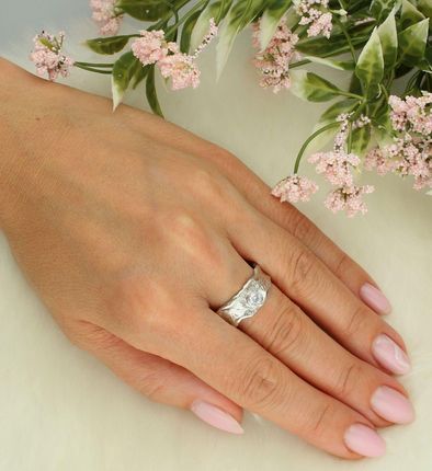 Diament Srebrny pierścionek damski 925 gnieciona obrączka rozmiar 29 (270275220500W) - zdjęcie 2