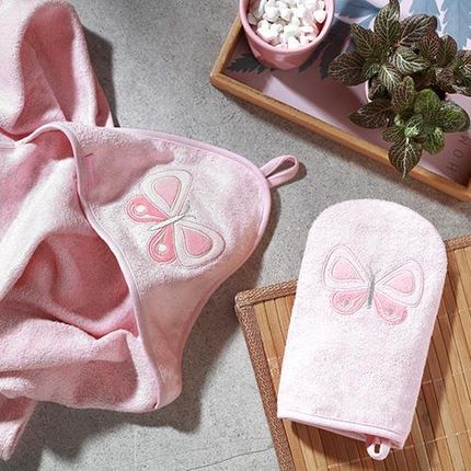 BabyOno Okrycie kąpielowe bambusowe ręcznik z kapturkiem NATURAL BAMBOO 100 x 100cm różowe 346/04 - zdjęcie 3