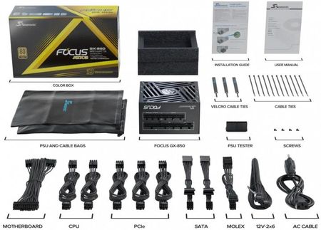 Seasonic Zasilacz FOCUS GX-850 v4 ATX 3.1 PCIe 5.1 Black 80Plus Gold 850W (FOCUSGX850V4) - zdjęcie 2