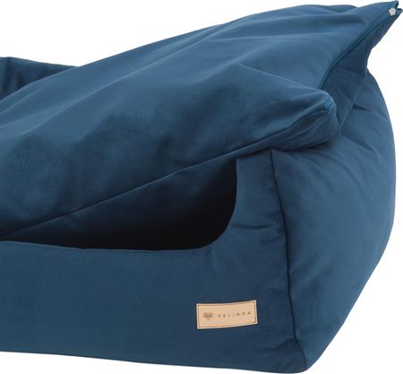 Przytulne legowisko sofa dla psa z poduszką (granatowy) - zdjęcie 3