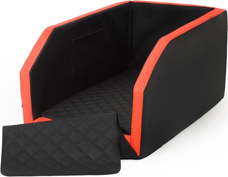 Transporter samochodowy dla psa na tylne siedzenie z materacem i pasem bezpieczeństwa 55x100 cm (czarny-czerwony) - zdjęcie 6