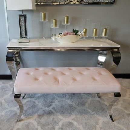 Bellacasa Pufa Ławka Ludwik Pink Glamour 130x45 Podnóżek Różowy Pikowany Kryształkami - zdjęcie 2
