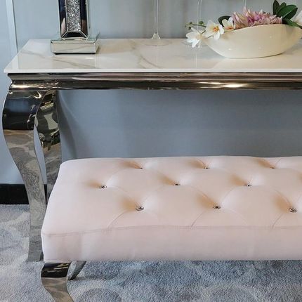 Bellacasa Pufa Ławka Ludwik Pink Glamour 130x45 Podnóżek Różowy Pikowany Kryształkami - zdjęcie 4
