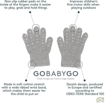 Gobabygo Antypoślizgowe Rękawiczki Ułatwiające Chwytanie Grey Melange 3 Lata - zdjęcie 5