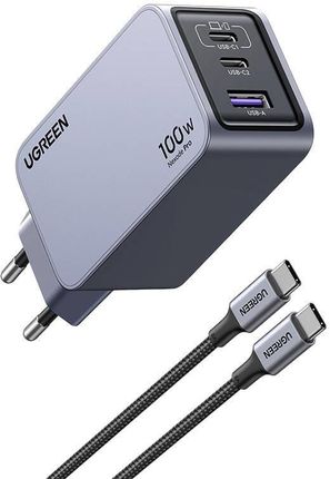 Ugreen Nexode 3- Port Szybka Ładowarka Gan 100 W / 2X Usb-C Usb - zdjęcie 2