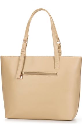 Damska torebka shopper z tłoczonym logo beżowa - zdjęcie 2