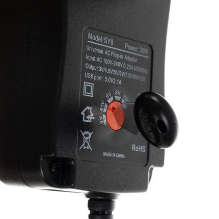 Zasilacz Uniwersalny Ładowarka Regulowany 3-12V Sieciowy USB 30W 6 Końcówek IZOXIS - zdjęcie 2