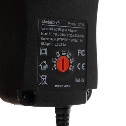 Zasilacz Uniwersalny Ładowarka Regulowany 3-12V Sieciowy USB 30W 6 Końcówek IZOXIS - zdjęcie 4