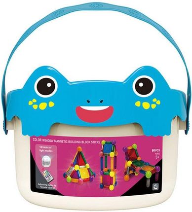 Lean Toys Klocki Magnetyczne Z Podświetleniem W Wiaderku 80 Elementów - zdjęcie 2