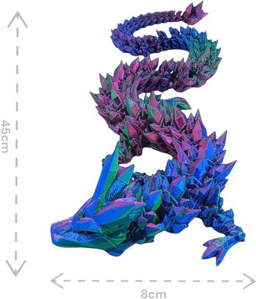 Kryształowy Smok Midi, 45cm Długość, Figurka Przegubowa - zdjęcie 3