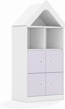 Entelo Regał Blox Colours 70 3PP 4F1 z daszkiem 706x466x1575 korpus biały/4x front pastelowy fioletowy