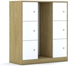 Entelo Regał na pojemniki Blox Base 110 3PG 6F1 1049x466x1165 korpus dąb/6x front biały