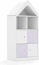 Entelo Regał Blox Colours 70 3PP 4F1 z daszkiem 706x466x1575 korpus biały/2x front biały i 2x front pastelowy fioletowy