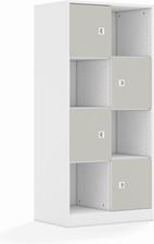 Entelo Regał Blox Colours 70 4PP 4F1 706x466x1517 korpus biały/4x front jasny szary wariant 2