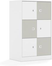 Entelo Regał Blox Colours 70 3PP 6F1 706x466x1165 korpus biały/3x front biały i 3x front jasny szary
