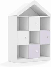 Entelo Regał Blox Colours 110 3PP 4F1 z daszkiem 1049x466x1575 korpus biały/2x front biały i 2x front pastelowy fioletowy