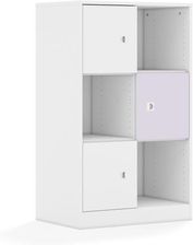 Entelo Regał Blox Colours 70 3PP 3F1 706x466x1165 korpus biały/2x front biały i 1x front pastelowy fioletowy wariant 1