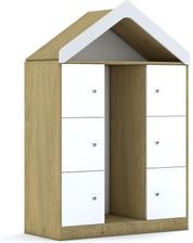 Entelo Regał na pojemniki Blox Base 110 3PG 6F1 z daszkiem 1049x466x1575 korpus dąb/6x front biały