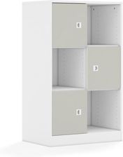 Entelo Regał Blox Colours 70 3PP 3F1 706x466x1165 korpus biały/3x front jasny szary wariant 1