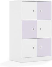Entelo Regał Blox Colours 70 3PP 6F1 706x466x1165 korpus biały/3x front biały i 3x front pastelowy fioletowy
