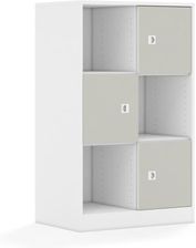 Entelo Regał Blox Colours 70 3PP 3F1 706x466x1165 korpus biały/3x front jasny szary wariant 2