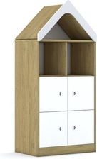 Entelo Regał Blox Base 70 3PP 4F1 z daszkiem 706x466x1575 korpus dąb/4x front biały