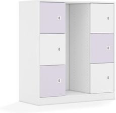 Entelo Regał na pojemniki Blox Colours 110 3PG 6F1 1049x466x1165 korpus biały/3x front biały i 3x front pastelowy fioletowy
