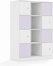 Entelo Regał Blox Colours 110 4PP 8F1 1049x466x1517 korpus biały/4x front biały i 4x front pastelowy fioletowy