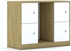 Entelo Regał na pojemniki Blox Base 110 2PG 4F1 1049x466x813 korpus dąb/4x front biały