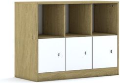 Entelo Regał Blox Base 110 2PP 3F1 1049x466x813 korpus dąb/3x front biały wariant 1