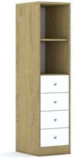 Entelo Regał Blox Base 40 4P 4S 363x466x1517 korpus dąb/4x szuflada biała