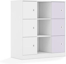 Entelo Regał Blox Colours 110 3PP 6F1 1049x466x1165 korpus biały/3x front biały i 3x front pastelowy fioletowy