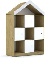 Entelo Regał Blox Base 110 3PP 4F1 z daszkiem 1049x466x1575 korpus dąb/4x front biały
