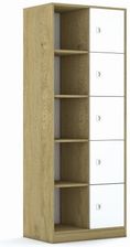 Entelo Regał Blox Base 70 5PP 5F1 706x466x1869 korpus dąb/5x front biały wariant 3