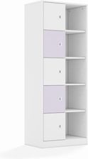Entelo Regał Blox Colours 70 5PP 5F1 706x466x1869 korpus biały/3x front biały i 2x front pastelowy fioletowy wariant 2