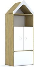 Entelo Regał Blox Base 70 4P 2F2 ze skrzynią i daszkiem 706x466x1927 korpus dąb/2x front biały