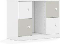 Entelo Regał na pojemniki Blox Colours 110 2PG 4F1 1049x466x813 korpus biały/2x front biały i 2x front jasny szary