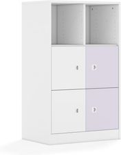 Entelo Regał Blox Colours 70 3PP 4F1 706x466x1165 korpus biały/2x front biały i 2x front pastelowy fioletowy