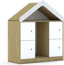 Entelo Regał na pojemniki Blox Base 110 2PG 4F1 z daszkiem 1049x466x1223 korpus dąb/4x front biały