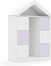 Entelo Regał na pojemniki Blox Colours 110 3PG 6F1 z daszkiem 1049x466x1575 korpus biały/3x front biały i 3x front pastelowy fioletowy