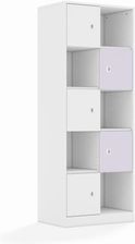 Entelo Regał Blox Colours 70 5PP 5F1 706x466x1869 korpus biały/3x front biały i 2x front pastelowy fioletowy